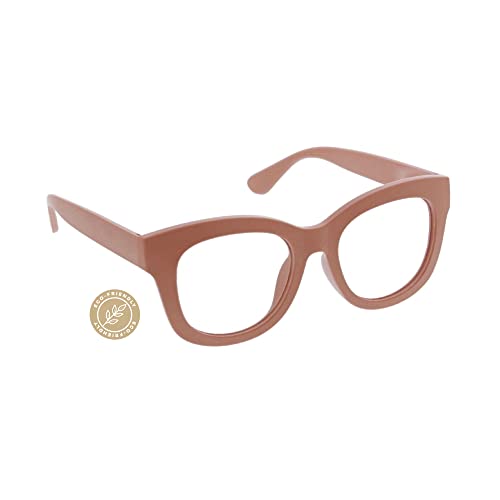 Peepers by PeeperSpecs Women's Center Stage Oversized Blue Light Blocking Reading Glasses, Blush, 51 + 0
