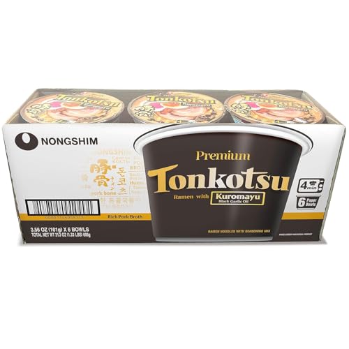 Nongshim Tonkotsu Ramen with Kuromayu Noodle Big Bowl, 3.56 Ounce (Pack Of 6)