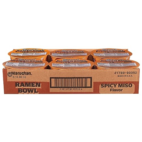 Maruchan Bowl Spicy Miso, Microwaveable Ramen Soup Mix, 3.38 Oz, 6 Count