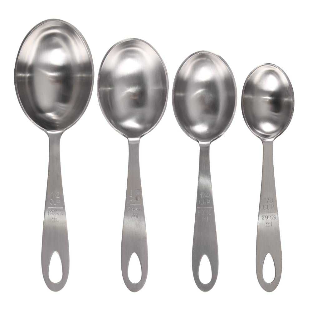 Lindy's MPC4 4-Piece Stainless Steel Measuring Scoop Set,Silver, 9 inches long