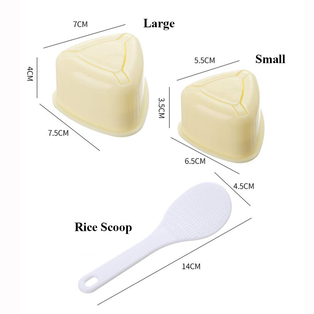 Onigiri 2 Pieces Rice Ball Mold Makers, Triangle Sushi Mold for Japanese Boxed Meal Children Bento by HAGBOU (Beige)