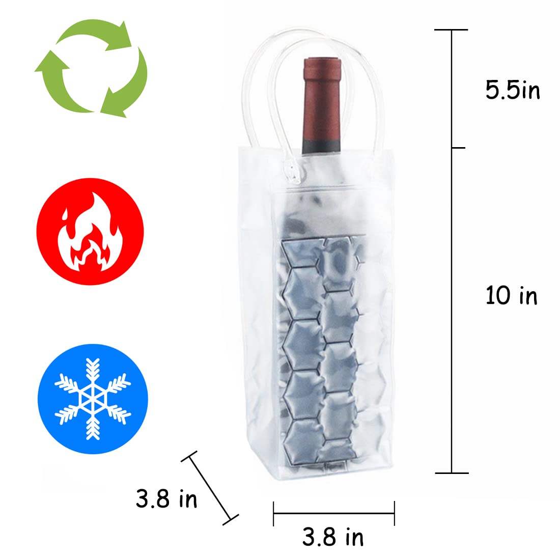 Ice Wine Bag, Wine Chiller, Wine Cooler Refrigerator, Wine Fridge, Wine Bottle Chiller Cooler for Red White Champagne or Sparkling. Gel Cooling Holder Freestanding Carrier Chilling. Set 2