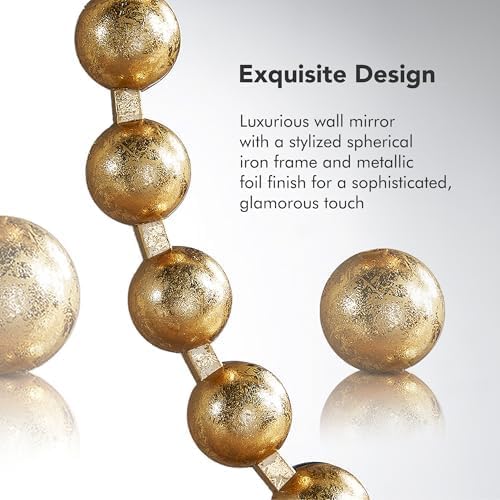 Madison Park Round Mirror, Metal Frame Circle Mirror 27 inch, Wall Art Decor Mounted Hanging for Entryway, Bathroom, hallway, Living Room, Vanity, Marlowe, Gold