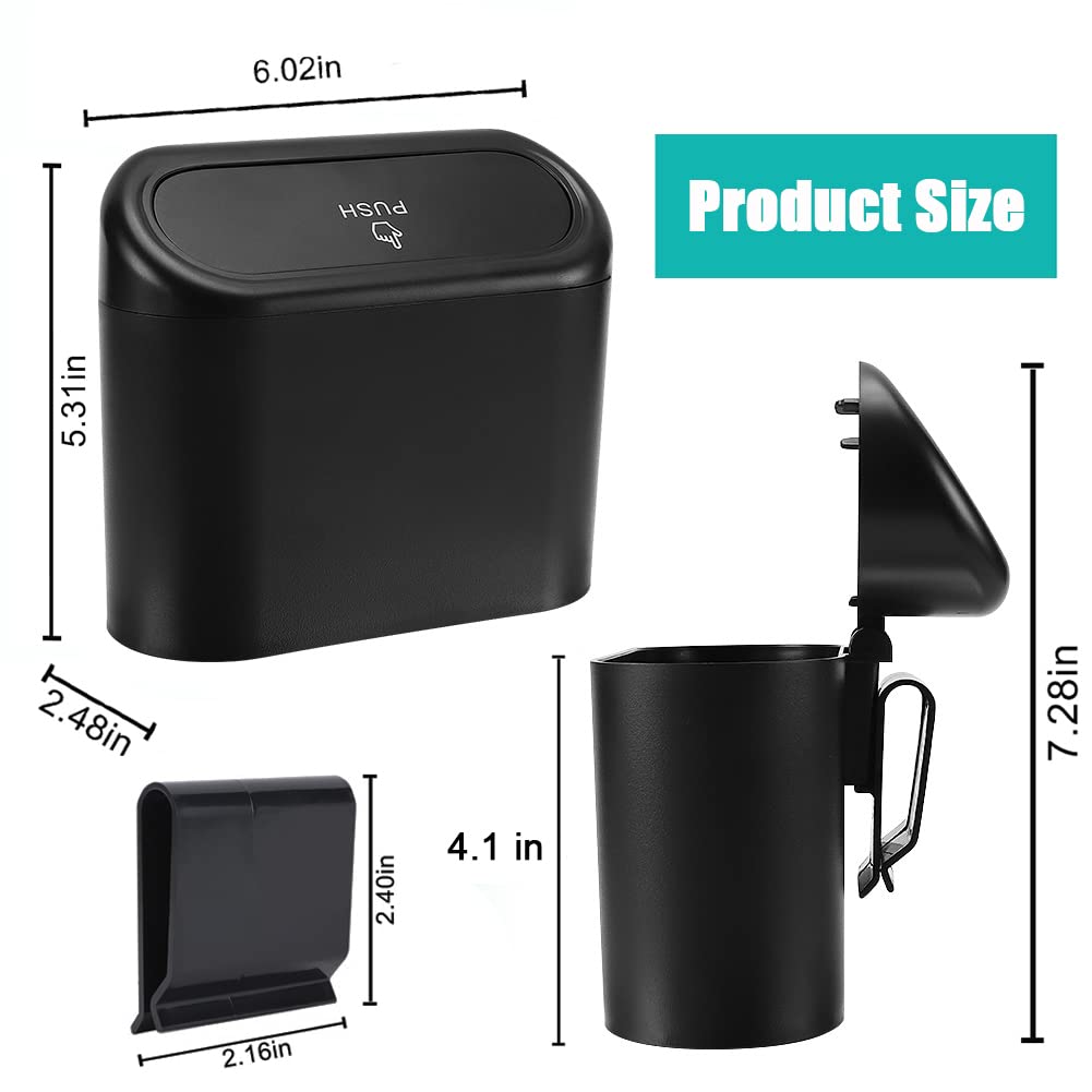 Accmor Car Trash Can with Lid, Mini Auto Dustbin Garbage Organizer with 30 Pcs Plastic Trash Bag, Automotive Garbage Container Bin for Vehicle, Home, Office