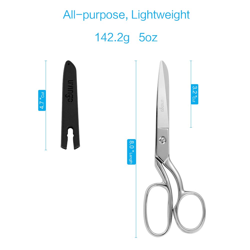 LIVINGO 8" Professional Heavy Duty Tailor Fabric Scissors, Dressmaker Sewing Classic Stainless Steel Ultra Sharp Forged Shears, Bent