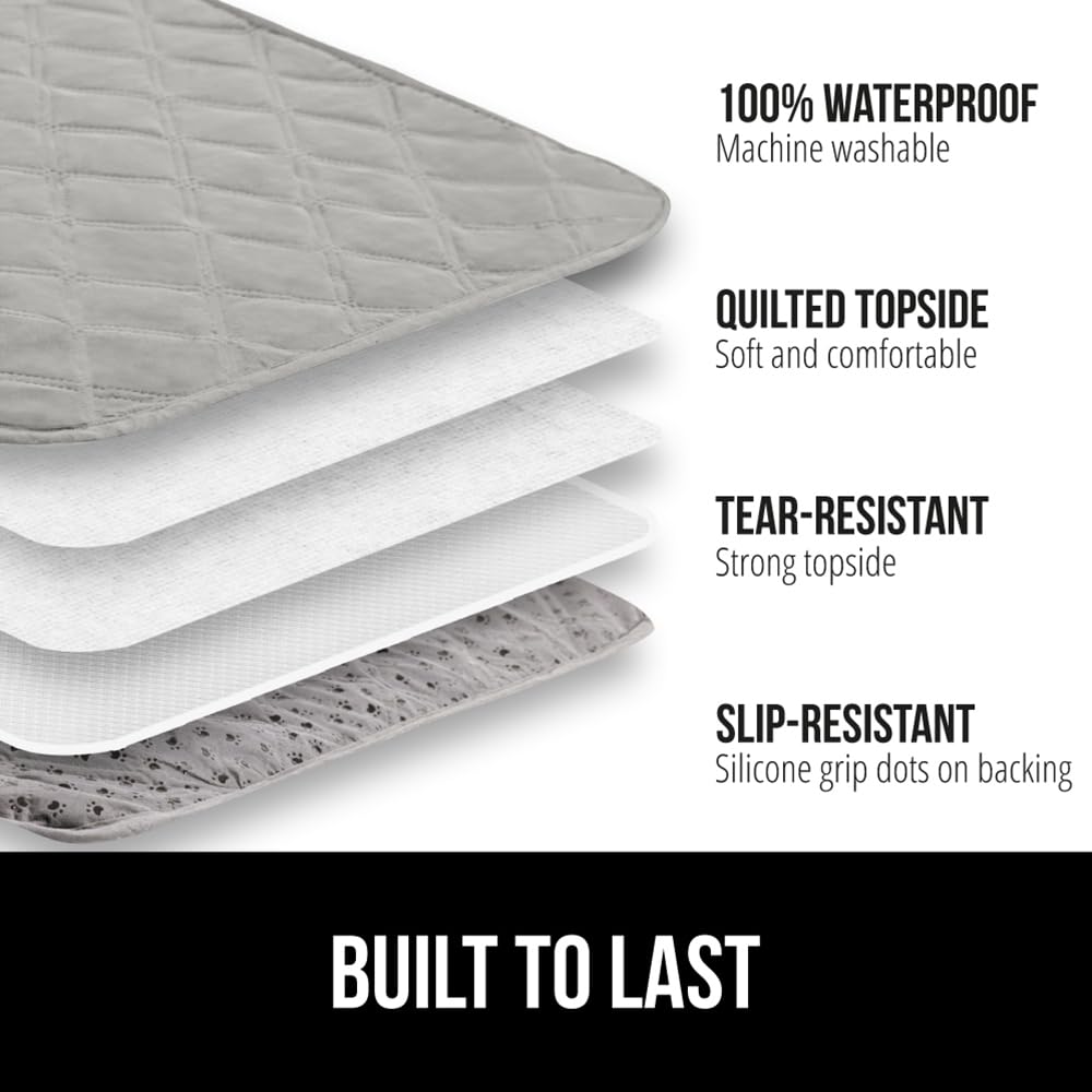 GORILLA GRIP Waterproof Dog Blanket, 82x102 Couch Cover for Dogs Washable, Protects Sofa, Furniture, Crate, Car, RV Essentials Pet Supplies, Tear and Slip Resistant Leakproof Cushion Cover, Light Gray