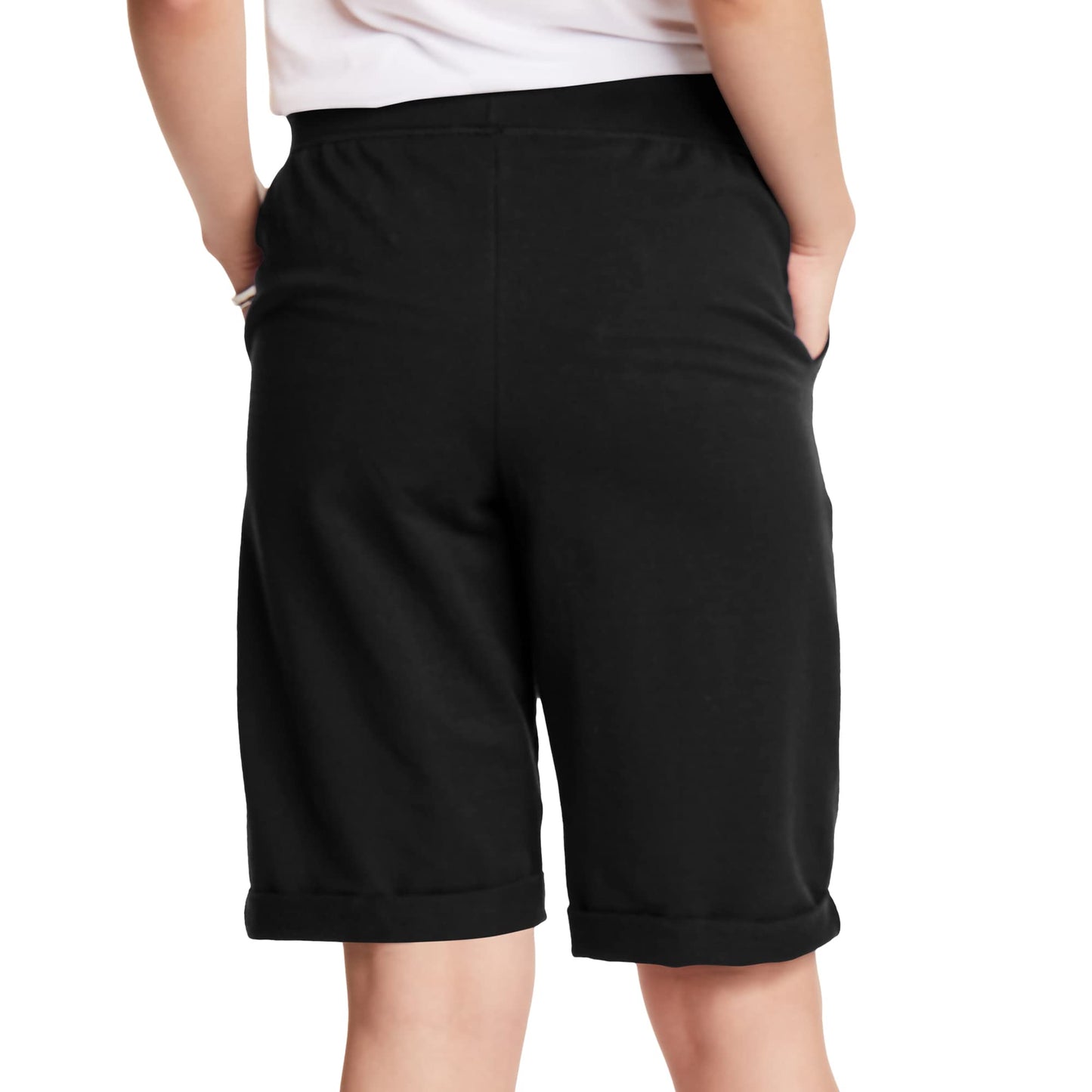 Hanes Women's French Terry Bermuda Pocket Short, XX-Large, Black