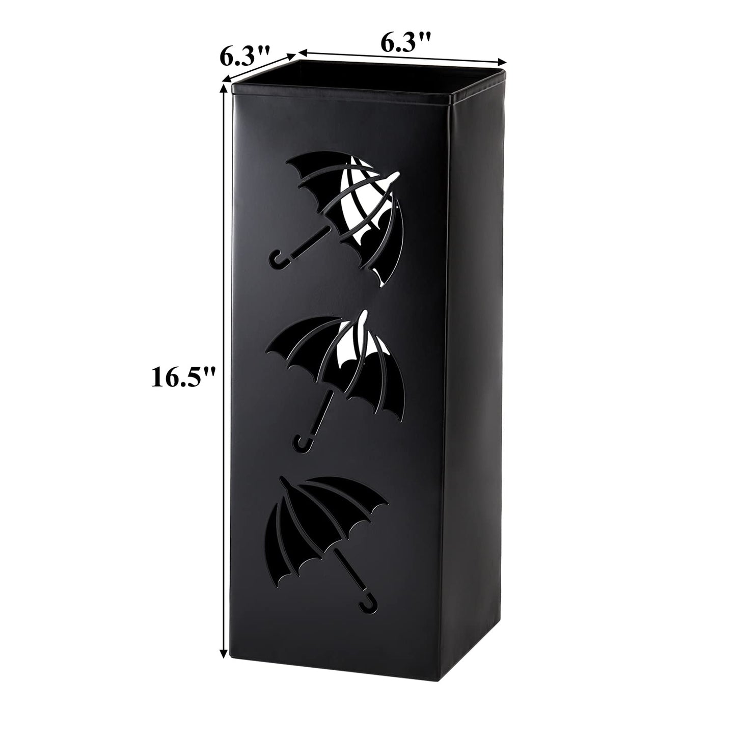 Okllen Metal Umbrella Holder, Square Umbrella Stand Rack for Entryway, 6.3" x 6.3" x 16.5", Black