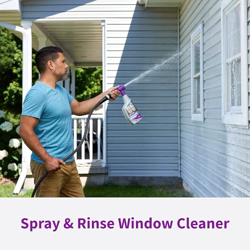 Rejuvenate High Performance Outdoor Window Spray and Rinse Cleaner with Hose End Adapter Instantly Removes Grime and Dirt Streak-Free Shine (32 oz)