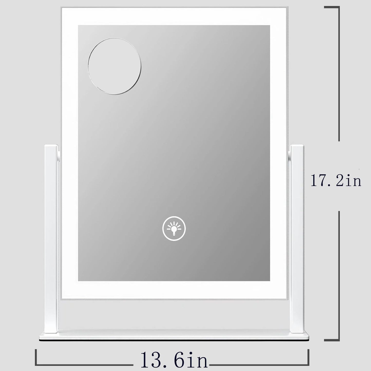 Gvnkvn Lighted Makeup Mirror, 17.2"x13.6" Hollywood Vanity Mirror with Lights, Three Color Modes, Smart Touch Control, 360°Rotation,with 5X Magnifying Glass