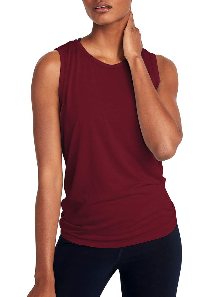 Mippo Workout Tops for Women Workout Tanks Backless Yoga Tops Muscle Exercise Athletic Tank Tops Loose Fit Summer Workout Gym Clothes for Women Wine Red S