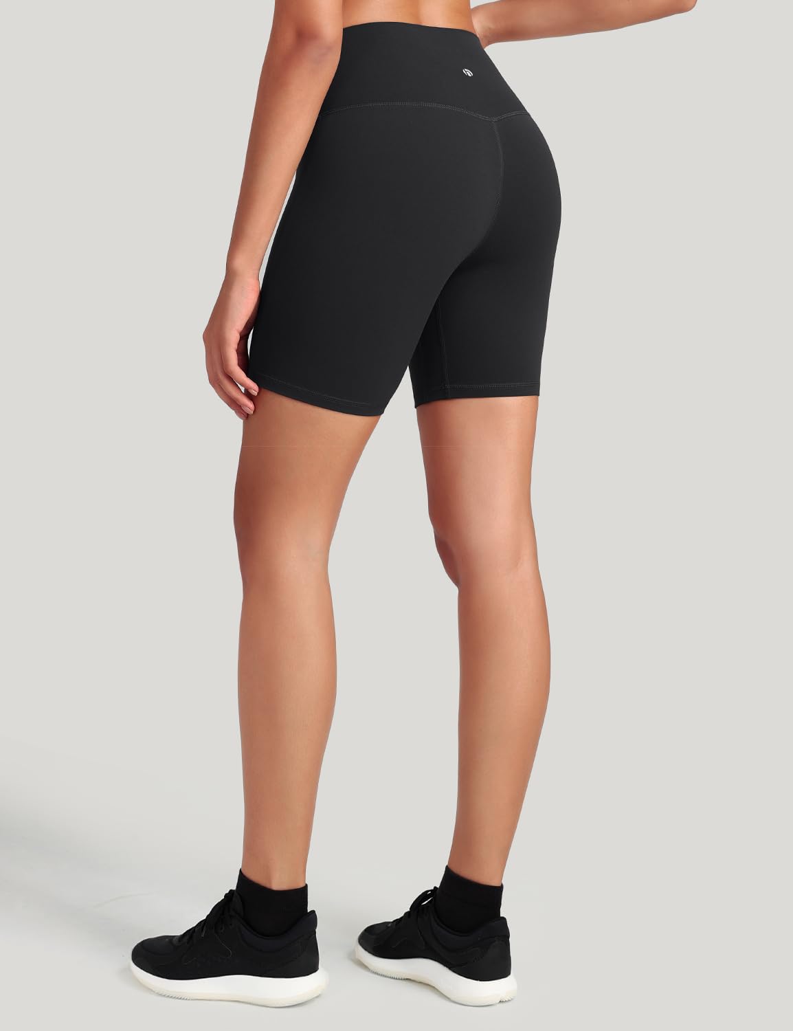 HeyNuts Women's Workout Pro Biker Short, High Waisted Tummy Control Athletic Running Spandex Yoga Shorts 6'' Black M(8/10)