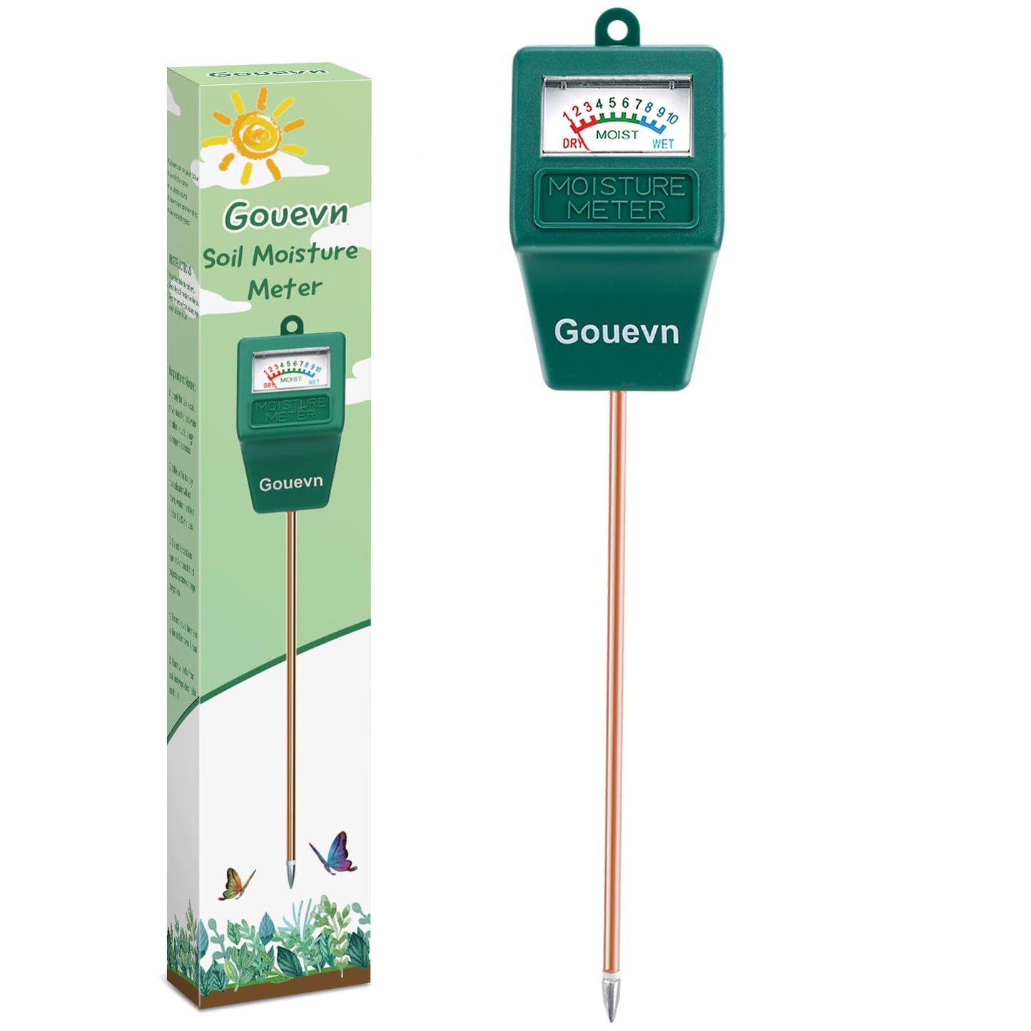 Gouevn Soil Moisture Meter, Plant Moisture Meter Indoor & Outdoor, Hygrometer Moisture Sensor Soil Test Kit Plant Water Meter for Garden, Farm, Lawn (No Battery Needed)