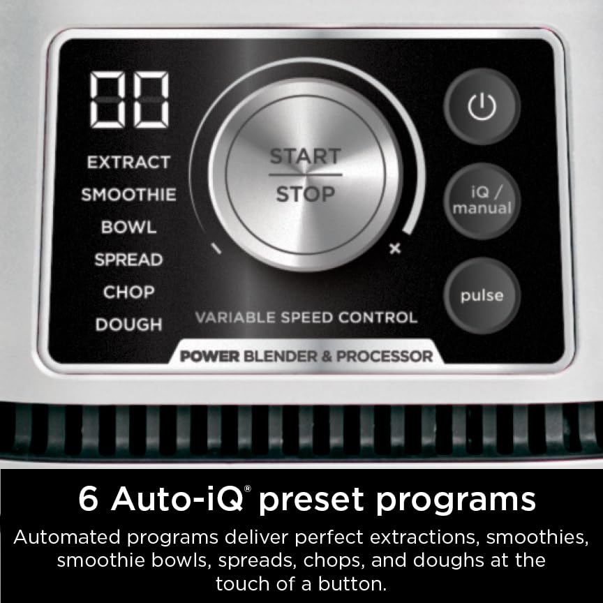 Ninja Blender For Kitchen | Food Processor Combo System | Smoothie Maker & Nutrient Extractor | 6 Functions for Bowls, Spreads, Dough, Shakes | 72-oz. Pitcher & To-Go Cups | Silver | SS351