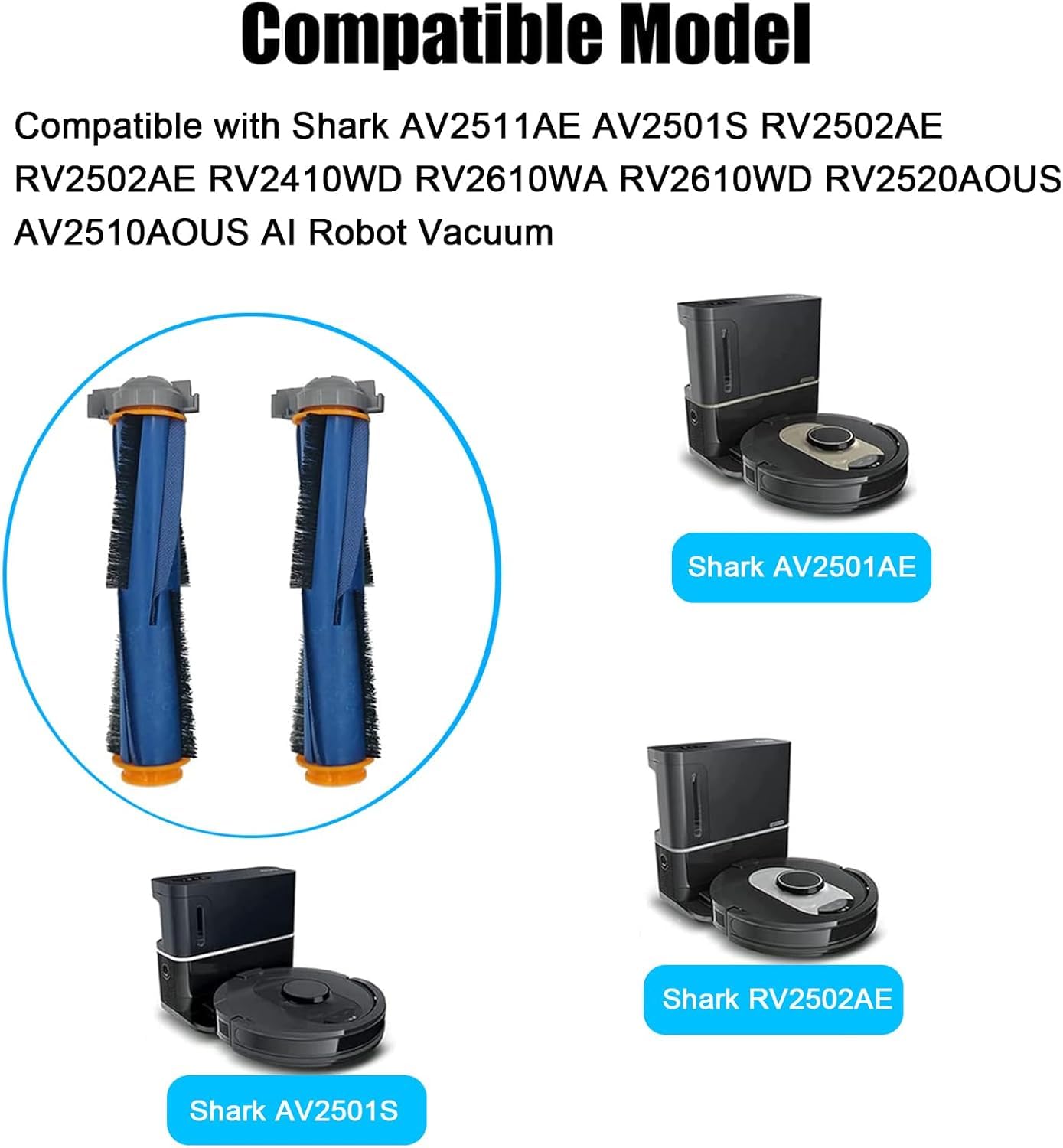 Replacement Parts Roller Brush for Shark AI AV2511AE AV2501S AV2501AE RV2502AE RV2410WD RV2610WA RV2610WD RV2620WD RV2520AOUS AV2510AOUS Main Brush Robot Vacuum Cleaner