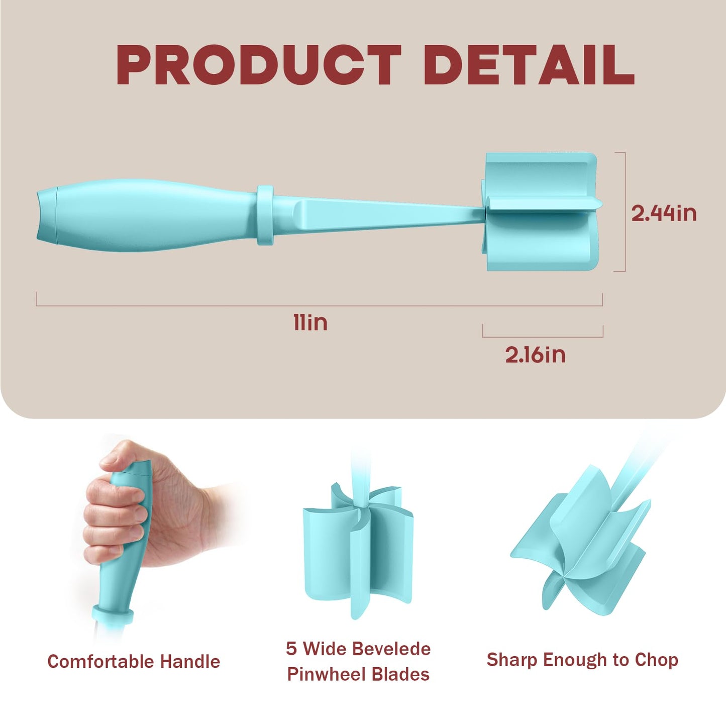 Meat Chopper, Upgrade Hamburger Smasher, Premium Heat Resistant Meat Masher for Ground Beef, Ground Turkey and More, Non Stick Mix Grinder-Aqua