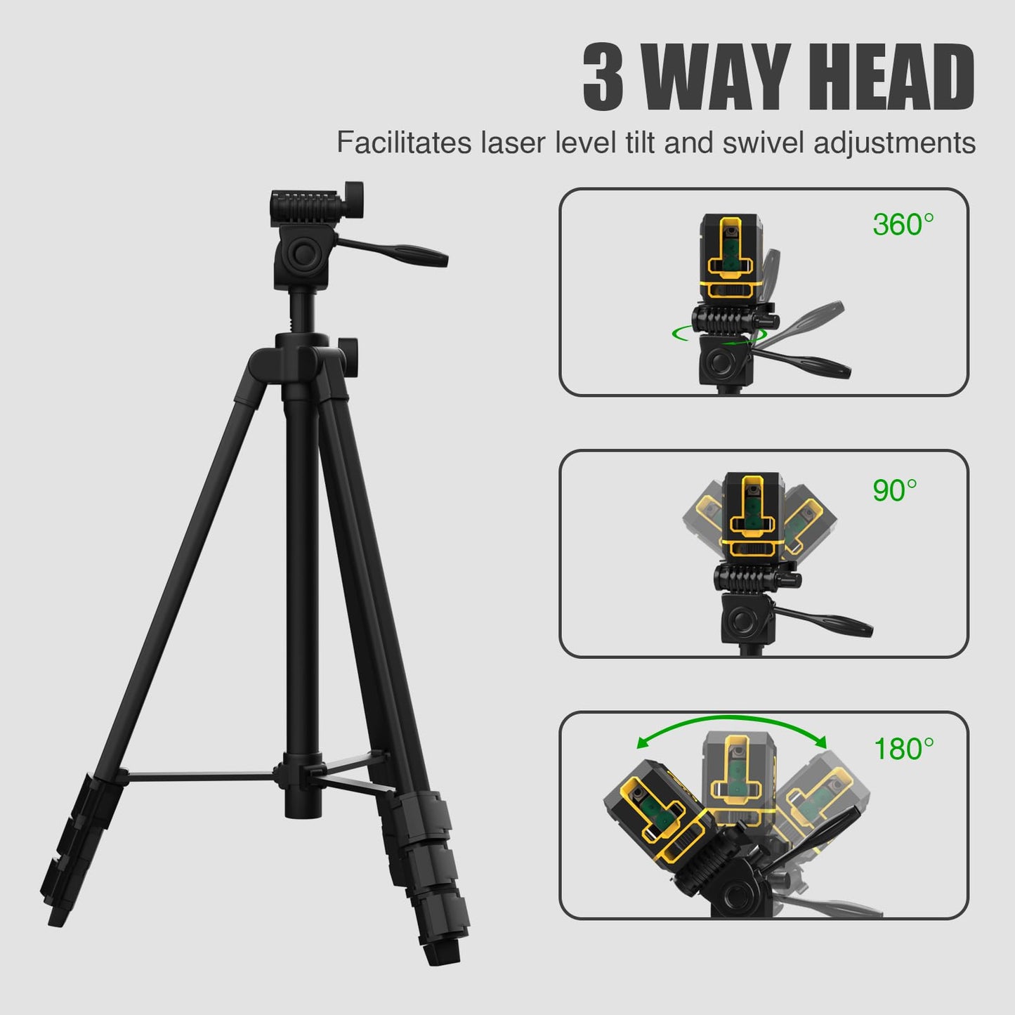 55-inch Lightweight Aluminum Laser Level Tripod with Bubble Level, Quick Release Plate with 1/4"-20 Screw Mount for Laser Level