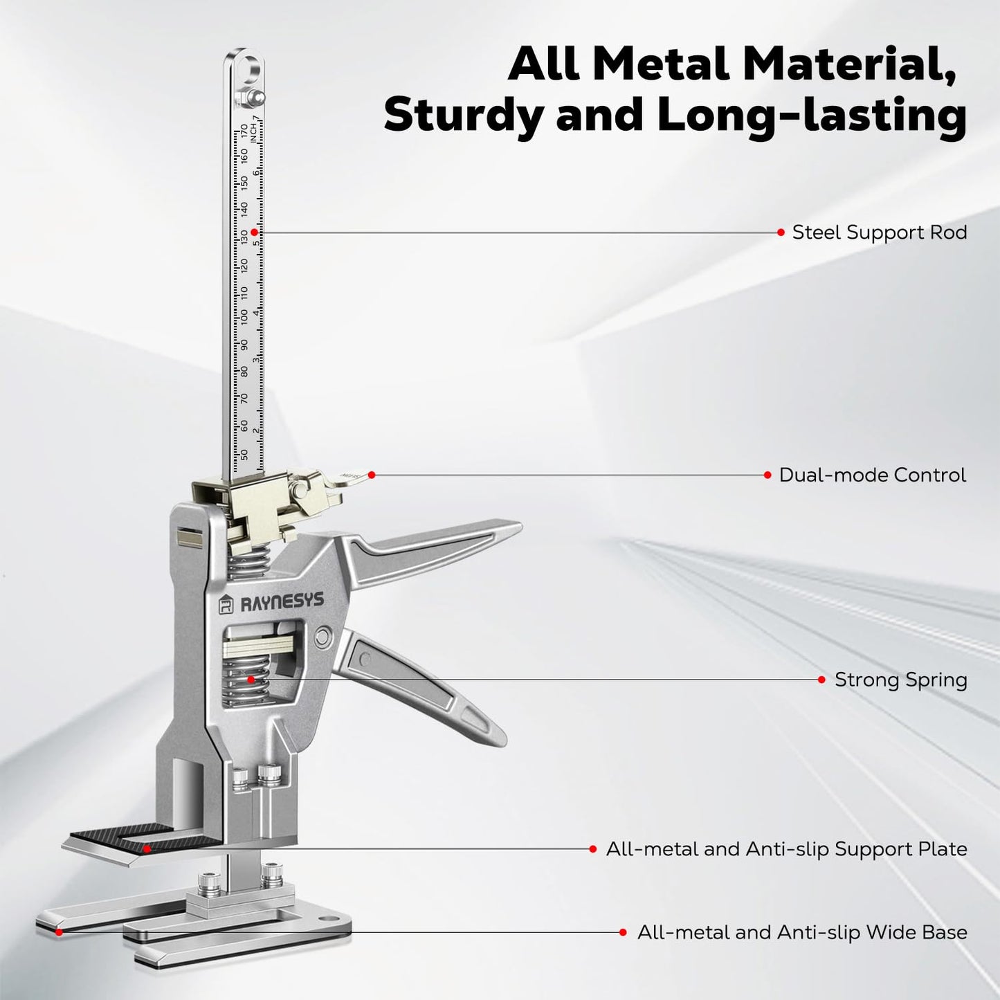 Raynesys Labor Saving Arm Jack 2 Pack, 12 Inch All-Metal Hand Lifting Jack Tool, Precise Control Slow/Fast Descent, 440LBS Capacity Wall Tile Locator for Lifting Door Furniture, Wall Tile Positioning