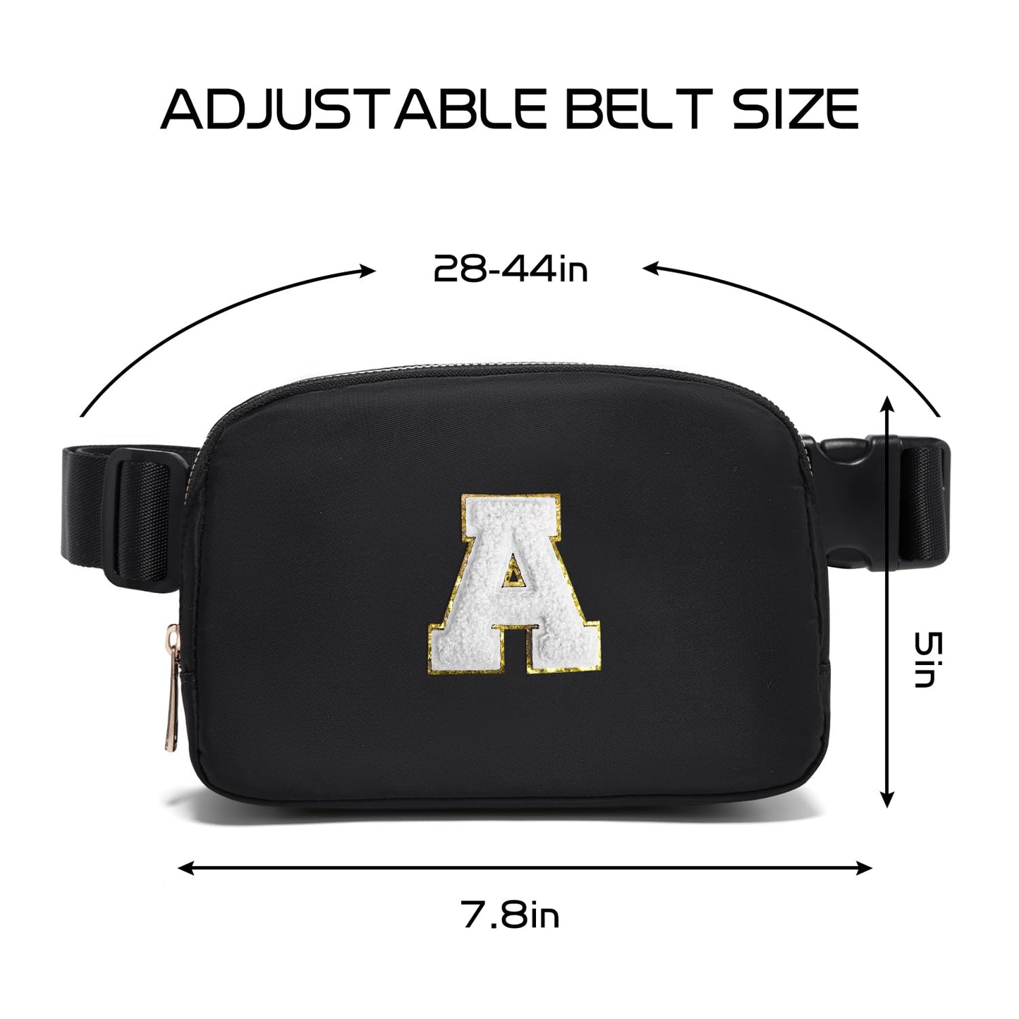 Gitus Birthday Gifts for 8 9 10 11 12 13 Year Old Girls Personalized Fanny Pack Crossbody Bags with Initial Letter Patch Belt Bag for Teen Girls Cute Trendy Stuff Travel Essentials (Black-A)