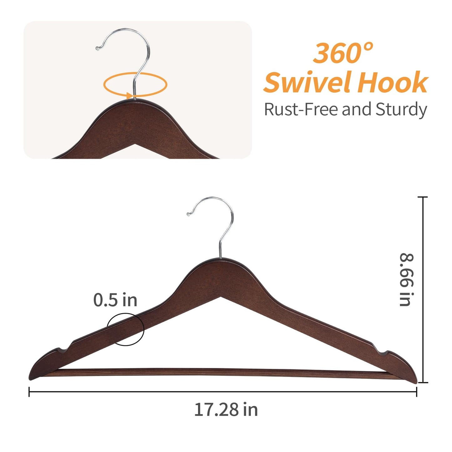 Amazon Basics Durable Wooden Suit Clothes Hangers - Cherry, 20-Pack