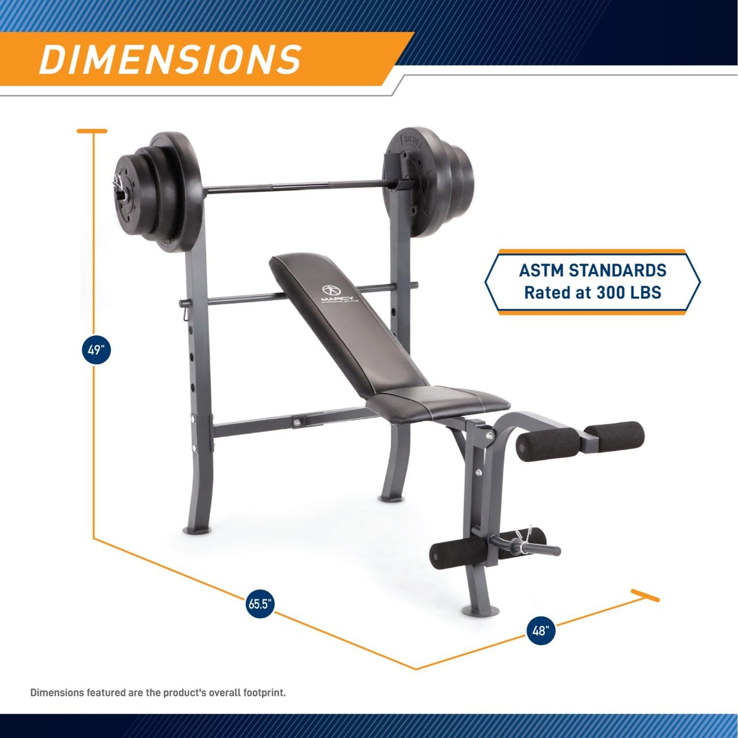 Marcy MD-2082W Diamond Elite MD Standard Bench with 100 lb. Weight Set, Incline