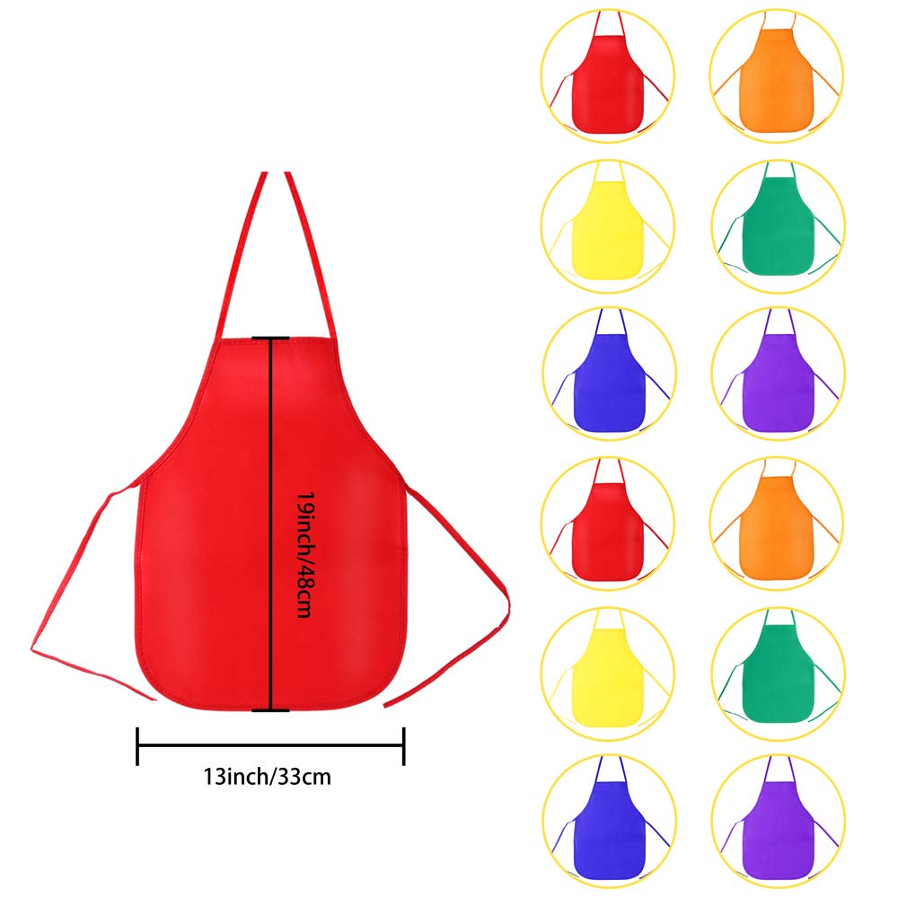Pllieay 12 Pieces Kids Aprons Fabric Aprons for 3-7 Years Non Woven Kids Artist Apron Applied in Kitchen, Classroom, Community Event, Party, Crafts and Art Painting Activity