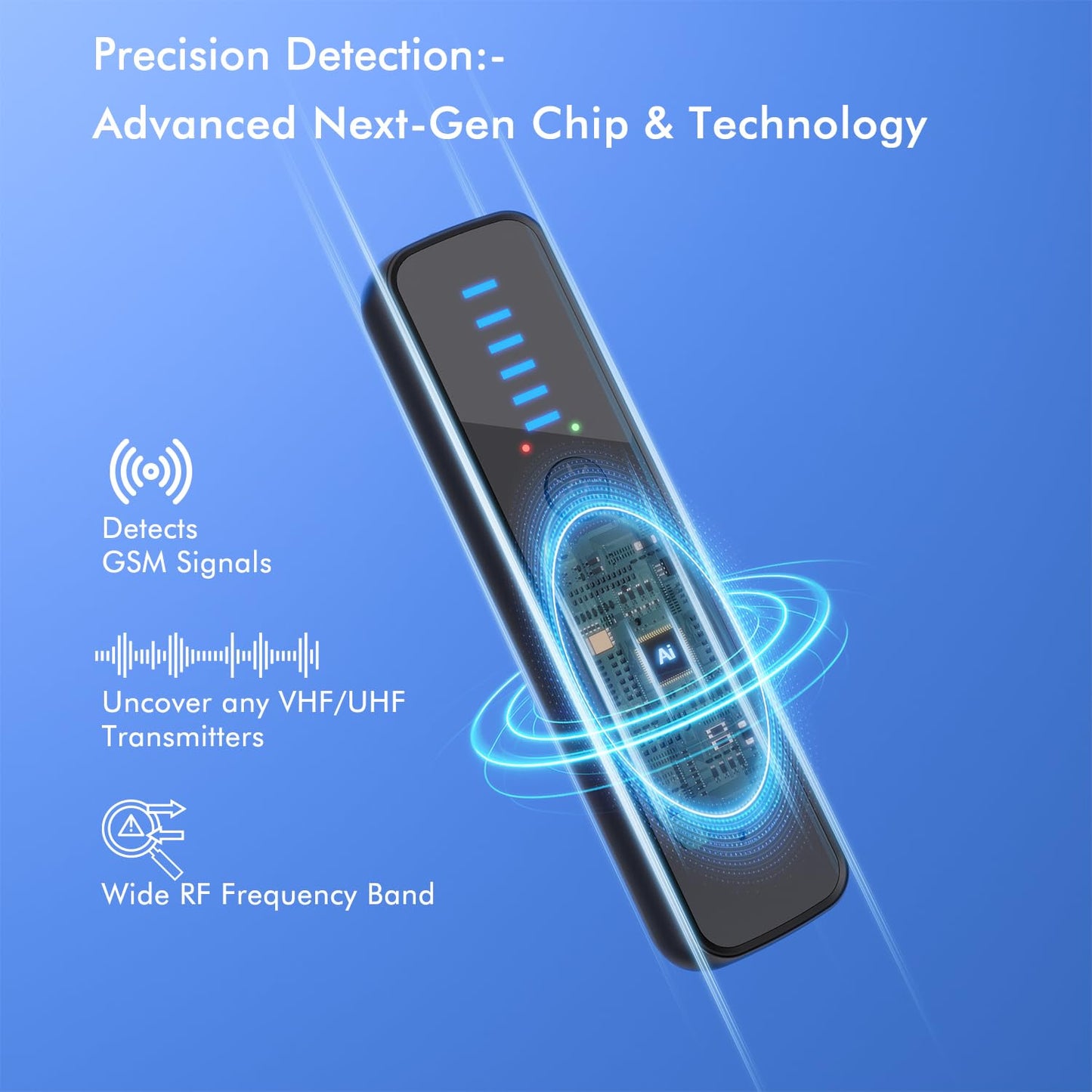 abyliee Upgraded Hidden Camera Detector - AI-Powered Anti-Spy Device, GPS Tracker & Bug Detector, Portable RF Signal Scanner for Hotels, Travel, Home & Office (Black)