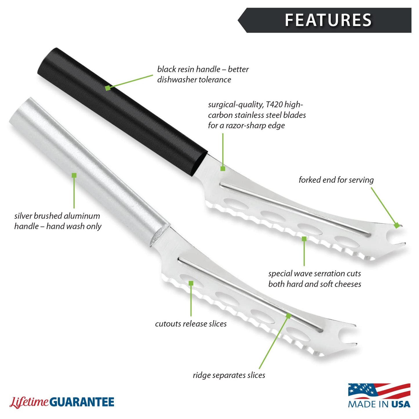 RADA Cutlery Cheese Knife, Made in USA, Silver Handle