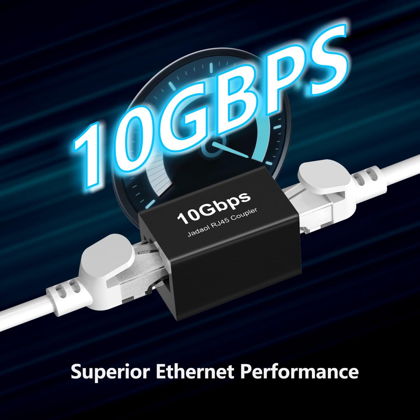 Jadaol RJ45 Coupler 10Gbps, Premium Gold Plated Shielded Ethernet Extender with PoE Support, 328ft Long Distance Extend, Ethernet Coupler Female to Female for Cat8 Cat7 Cat6a Cat6 Cable, 1 Pack Black