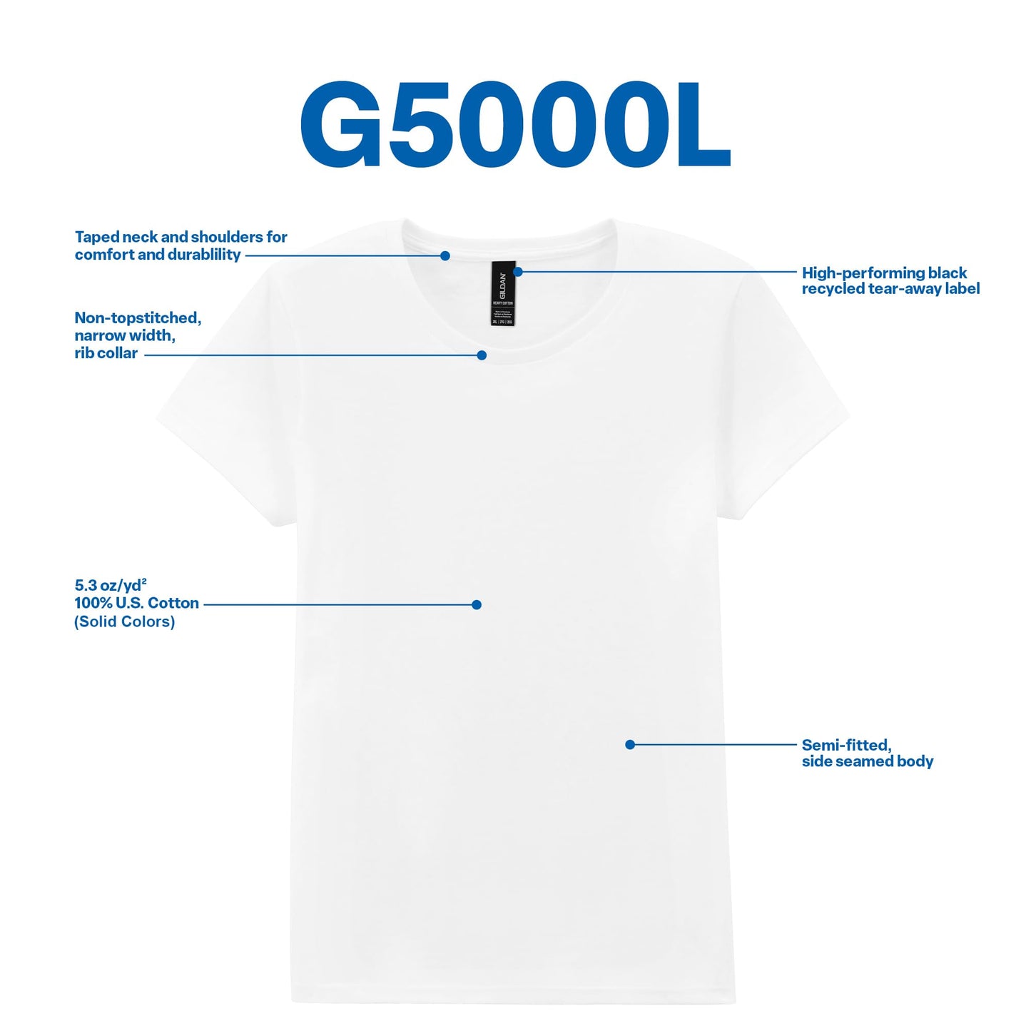 Gildan womens Heavy Cotton Adult T-shirt, 2-pack T Shirt, Black, Large US