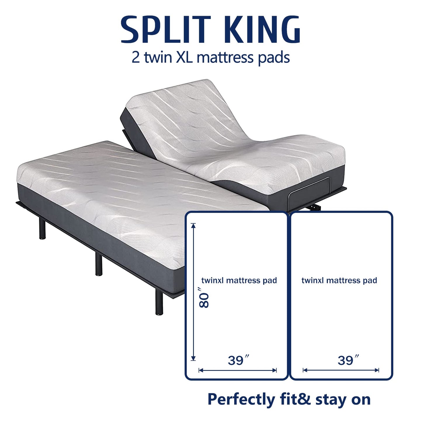 Mattress Topper Twin XL for Back Pain, Extra Thick Mattress Pad Cover, Plush Pillow Top, Deep Elastic Pocket, White