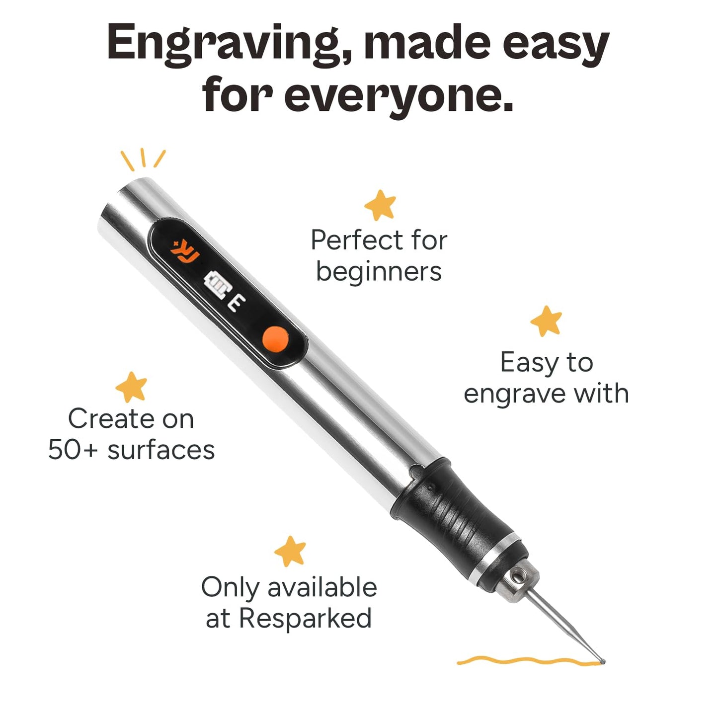 Resparked Customizer Engraving Pen (Formerly Culiau): Ultimate Cordless Portable Tool for Artists & DIYers - Engrave 50+ Surfaces - Beginner Friendly - Rechargeable - Free 30 Bits & Mastery Guide