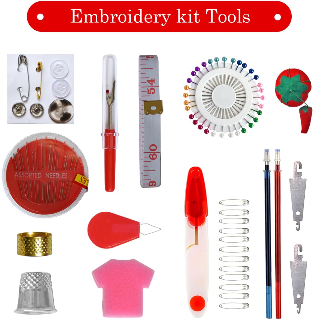 QCZKB 188 Embroidery Floss Set Including Cross Stitch Threads Friendship Bracelet String with 2-Tier Transparent Box, Floss Bobbins and Cross Stitch Kits