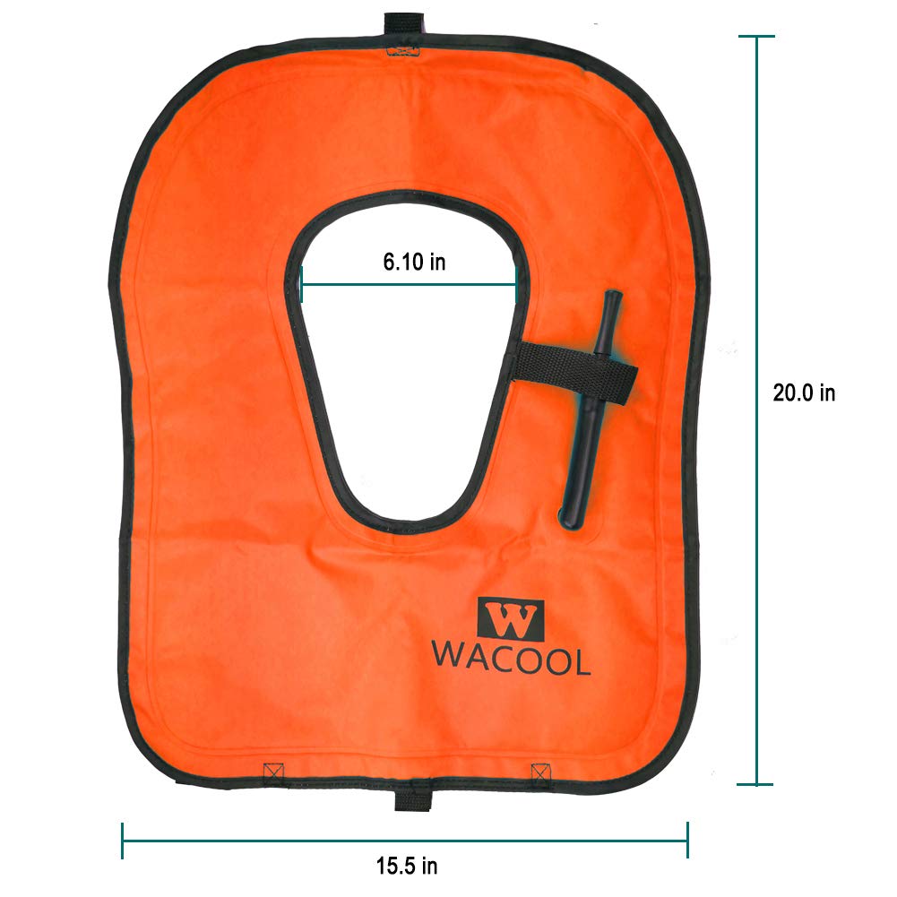 WACOOL Inflatable Snorkel Diving Swimming Scuba Vest Jacket for Adult Youth Kids (Kids,Orange)
