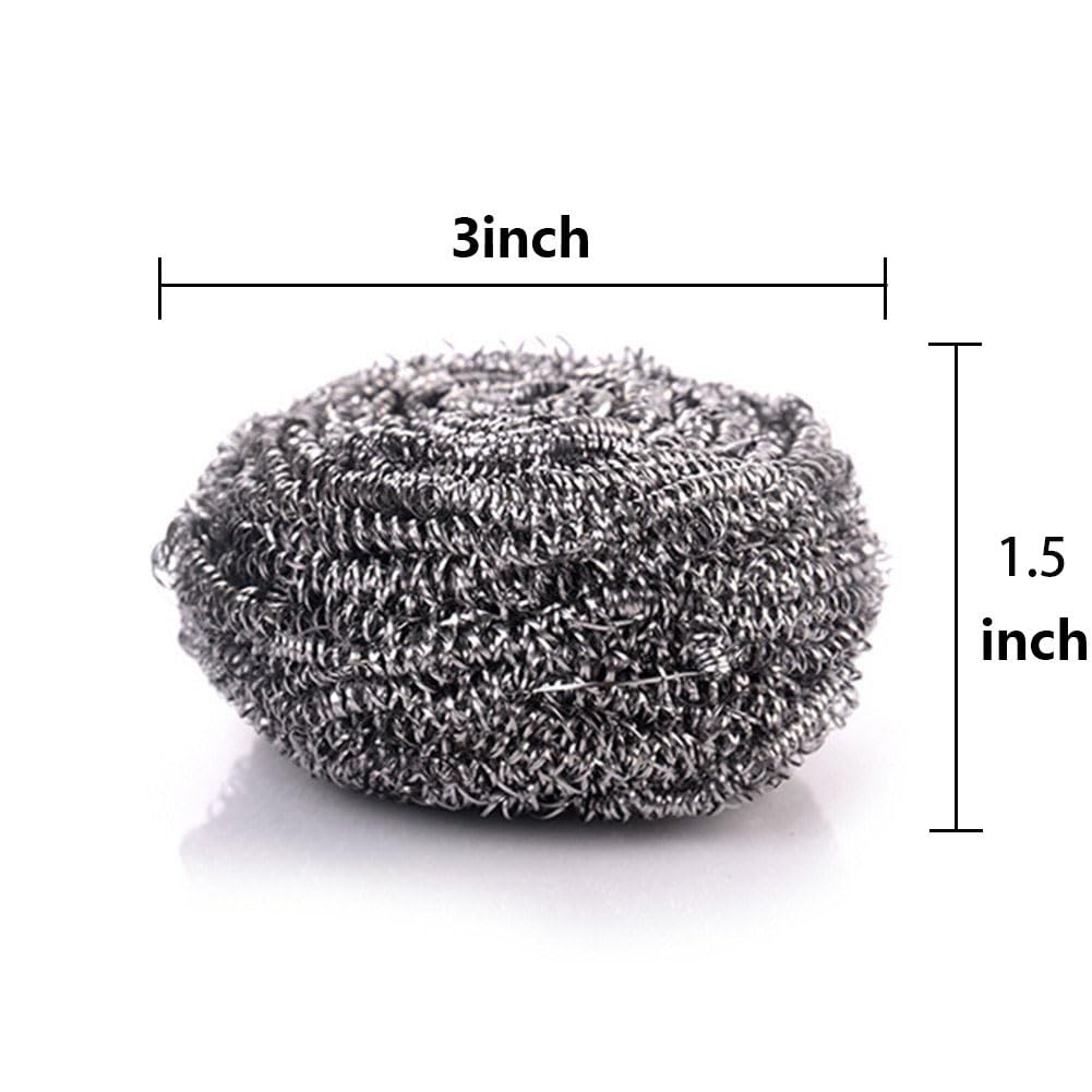 KTOJOY 6 Pack Stainless Steel Wool Scrubber, Scrubbing Scouring Pad, Steel Wool Scrubber for Kitchens, Bathroom and More