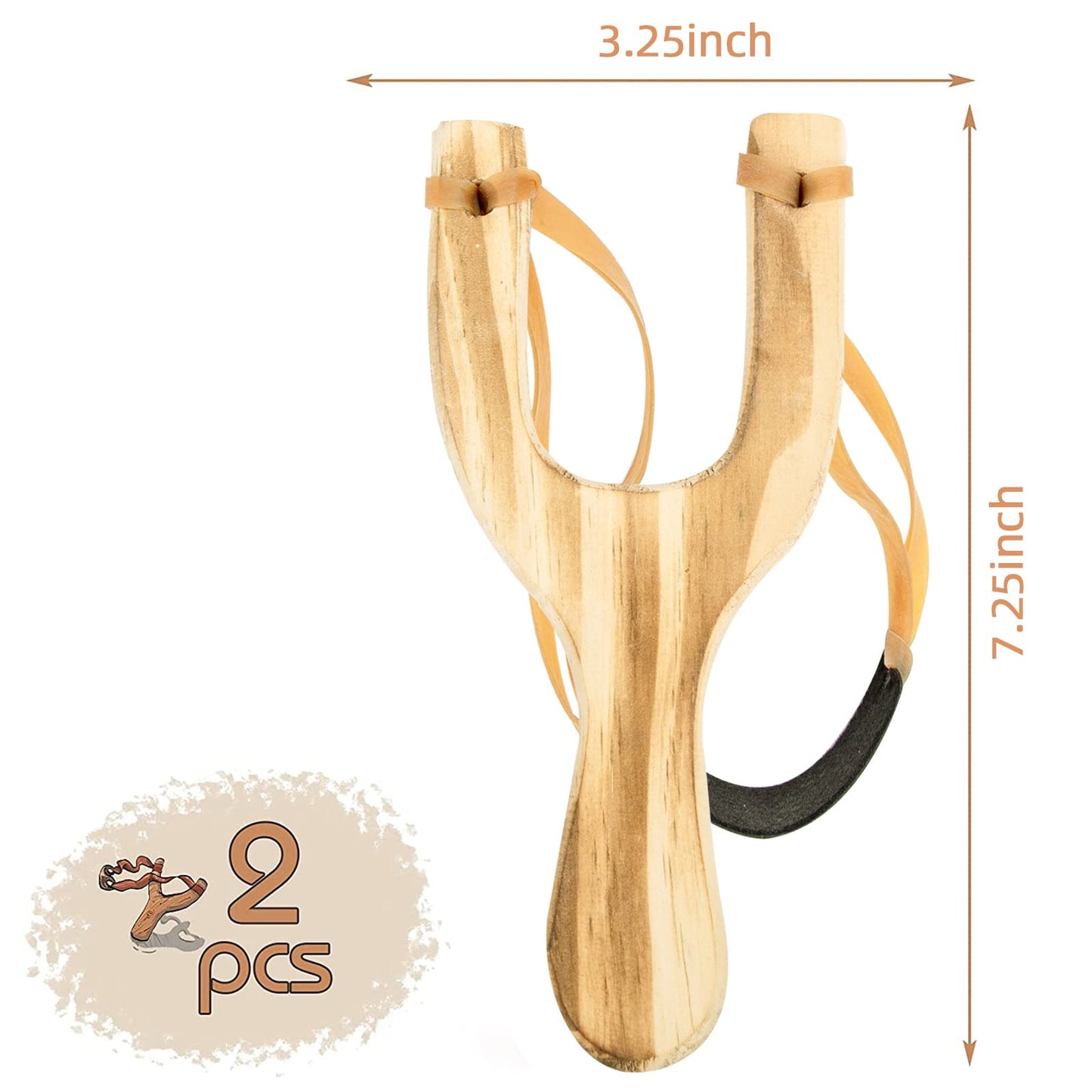 POPLAY Wooden Slingshot Toy, 2PCS Solid Wood Slingshot with Classic Construction for Outdoor Hunting Sports, Camping, Shooting, Hiking for Kids and Adults