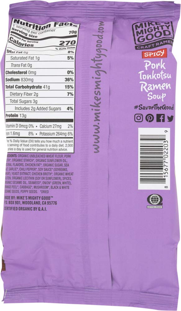 Mikes Mighty Good, Ramen Tonkotsu Pork Spicy Pillow Pack, 2.4 Ounce
