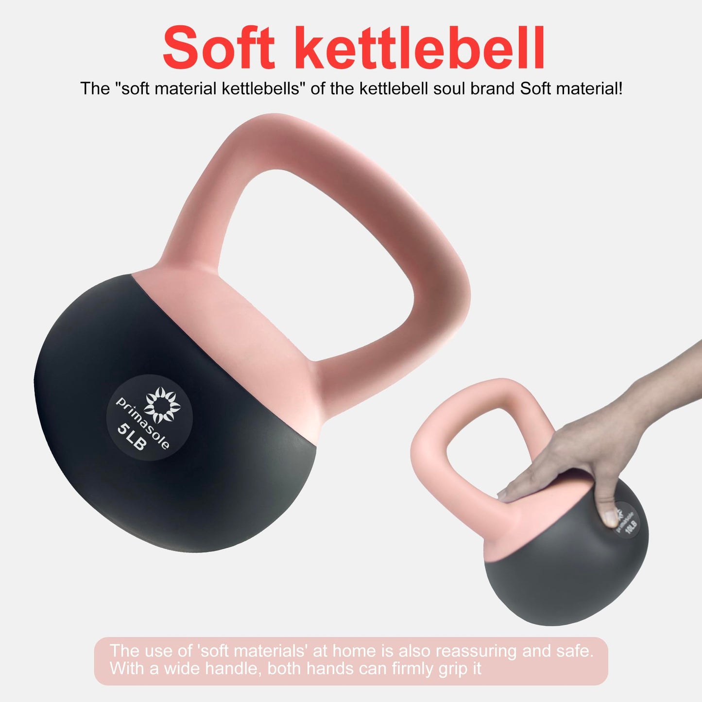 Primasole Soft Kettlebell Shook Resistance base. Anti Slip hand Kettlebell weights for Home workout anti-impact Kettlebells dumbbells for strength and safety.