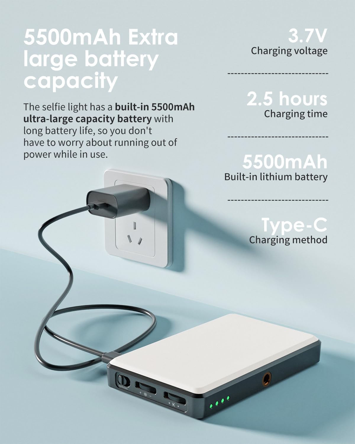 150 LED Phone Light, Selfie Light for iPhone/Phone/iPad/Camera, 5500Mah Rechargeable Portable Lights, 3 Lighting Adjustment Modes, Selfie Lights for Photography/TikTok/Vlog/Video