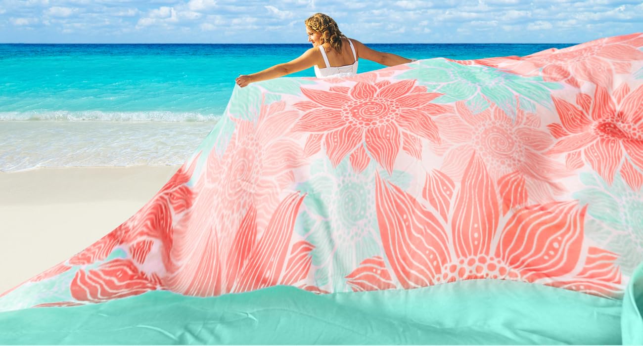 HIHOHO Beach Blanket Waterproof Sandproof Extra Large Beach Mat 79" X 83"/120"x108"for 1-8 Adults Quick Drying Durable Outdoor Picnic Mat for Beach Travel Camping Hiking