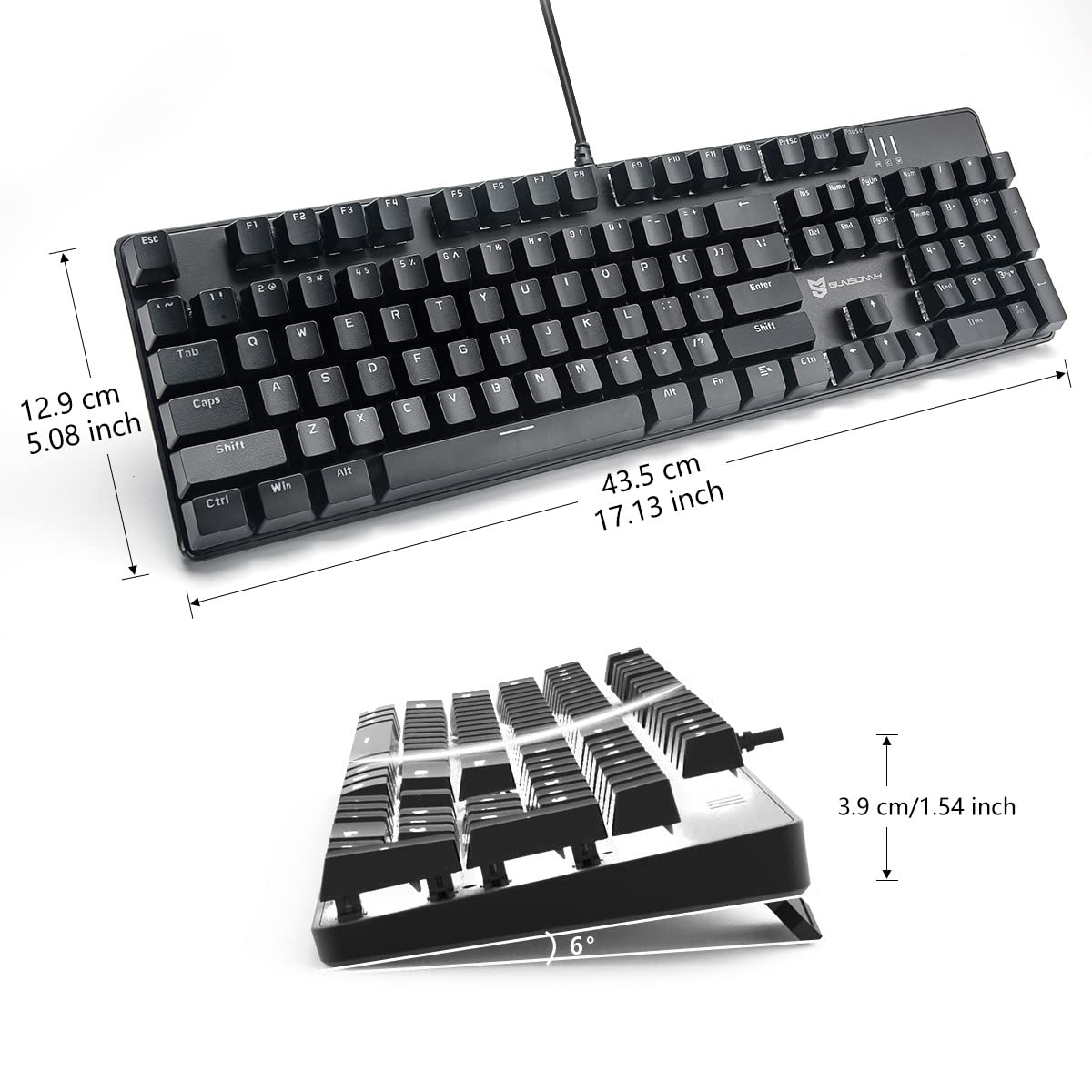 Ice Blue Backlit Mechanical Keyboard with Brown Switches and 104 Keys Layout - Hot Swappable, Wired Gaming Keyboard