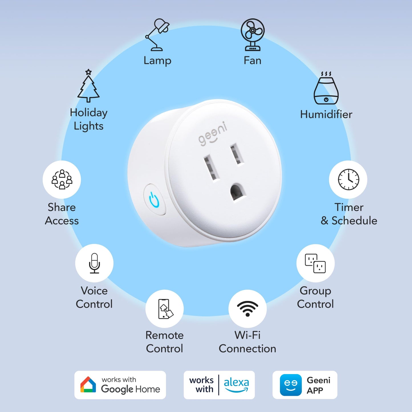 Geeni Dot Smart Plug with 2.4GHz WiFi Connectivity – 2-Pack Compact, Fire-Resistant Smart Outlet Plugs with Schedule & Timer – No Hub Needed, Supports Alexa & Google