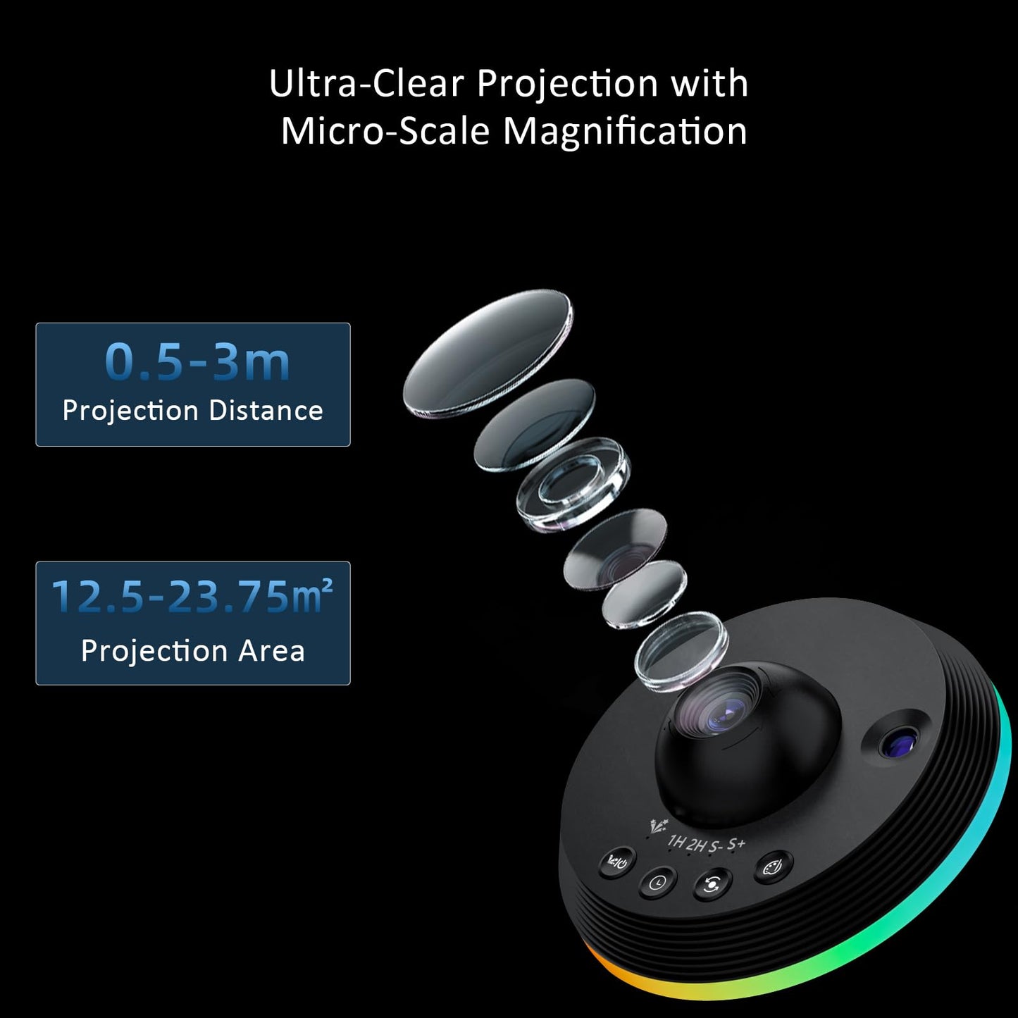 Ainael Galaxy Projector, Star Projector Planetarium Night Light Lamp Ceiling Space Starry Sky Projector with Light Strip Meteor and Galaxy Projector for Kids Bedroom Birthday Christmas Gift (Black)