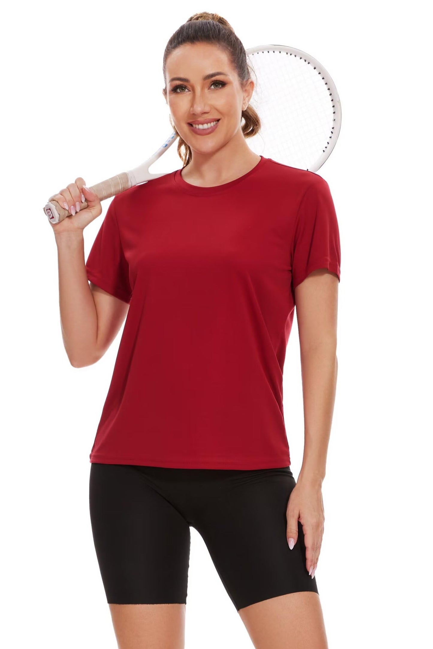 NebuKinex 6 Pack Workout Tops for Women Short Sleeve UPF Sun Protection Athletic T Shirts Quick Dry Tennis Yoga Running Crew Neck Tee-XXL