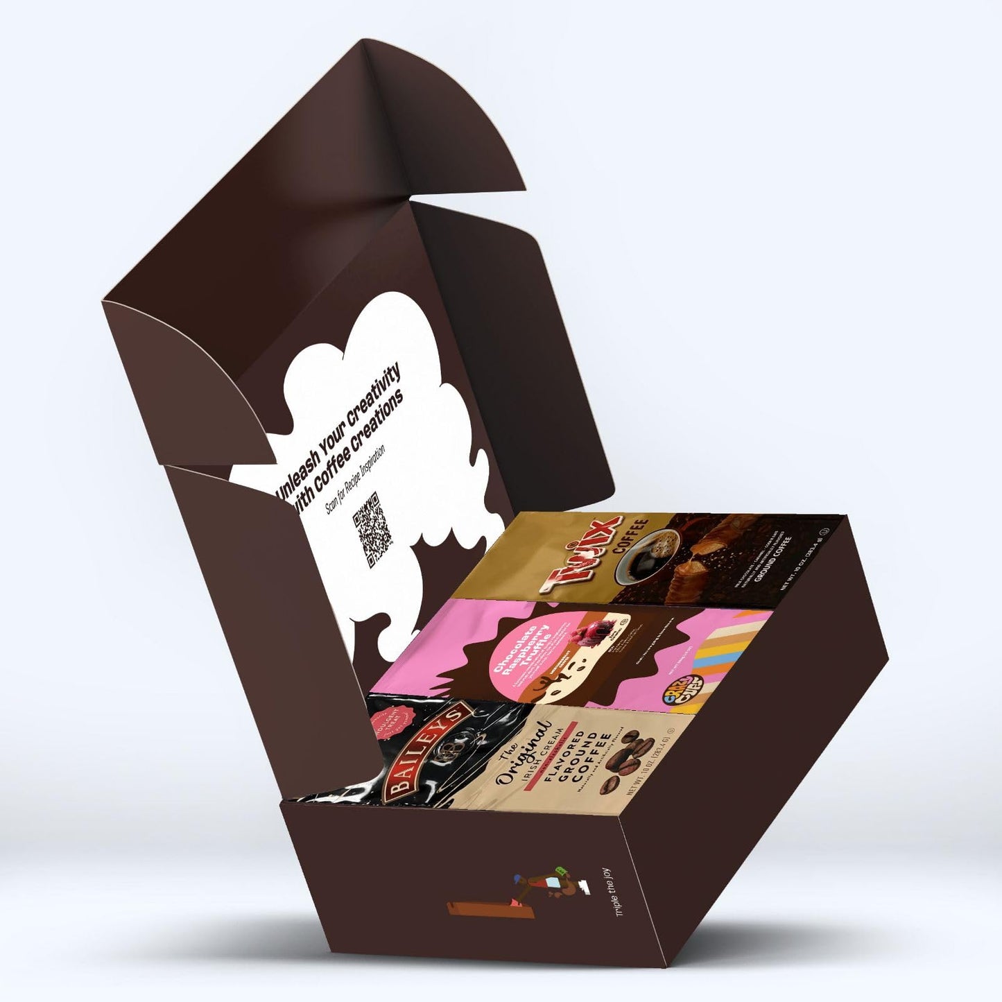 Perfect Samplers Flavored Ground Coffee Gift Box Variety Pack, Twix, Baileys Original, Chocolate Raspberry Coffee, Medium Roast Ground Coffee Sampler, 3 Pack