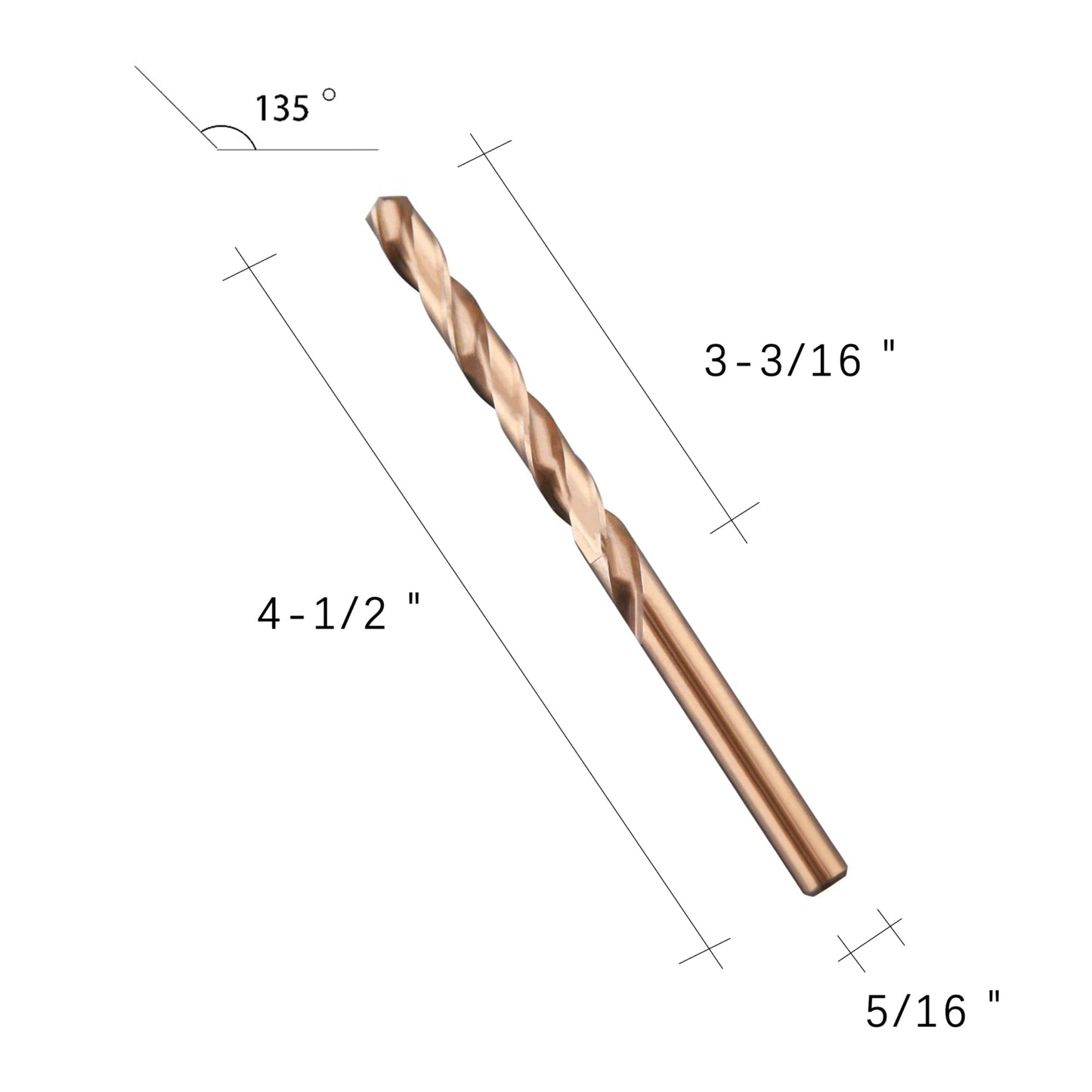 5/16" M35 Cobalt HSS Jobber Length Twist Drill Bit with Straight Shank,Heavy Duty, Pack of 10 PCS, Drilling for Cast Iron, Heat-Treated Steel, Stainless Steel and Other Hard Materials by LU&MN