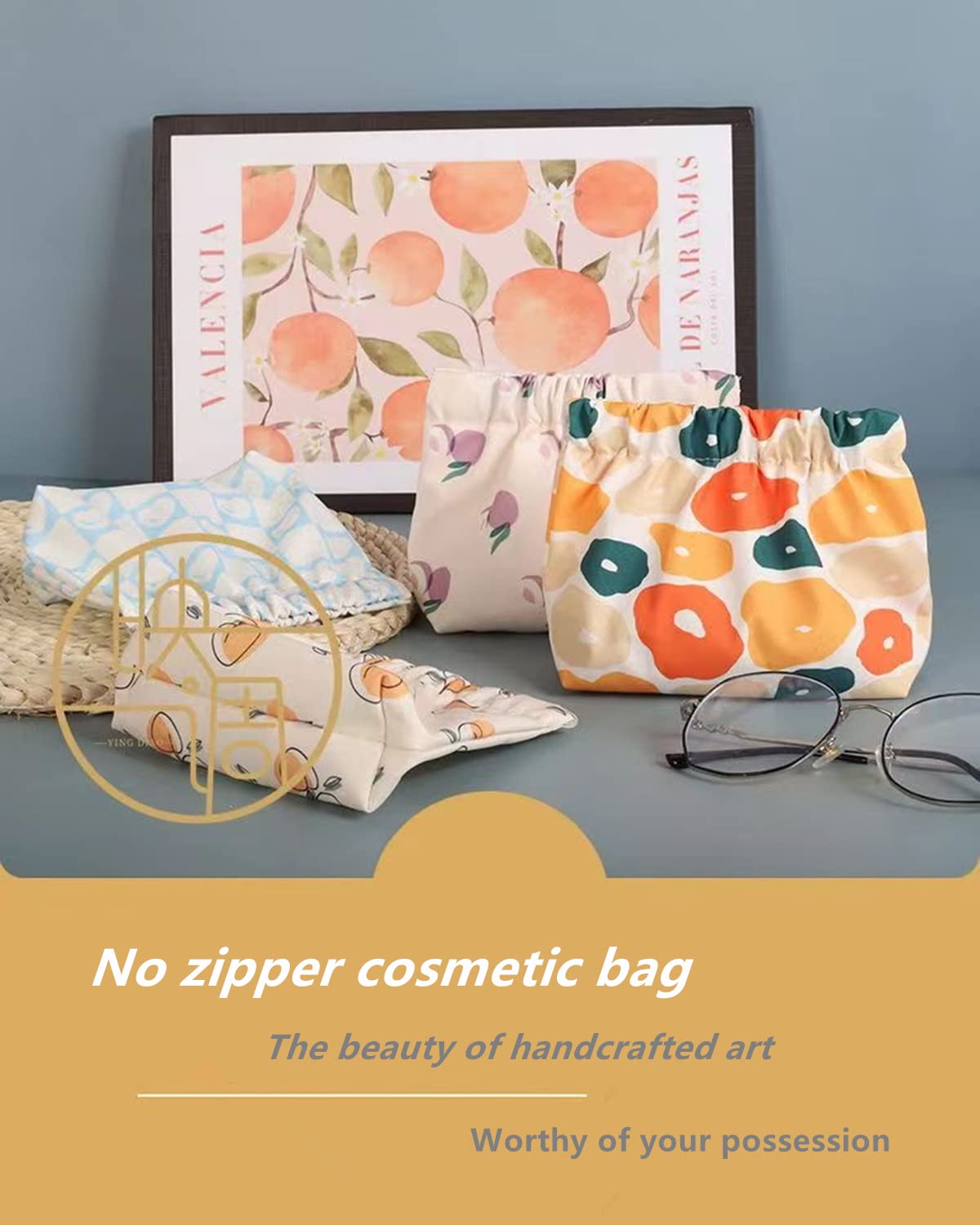 Gepehoho Small Pouches for Purse, 3pcs Portable Mini Makeup Bag, No Zipper Self-closing Accessories Organizer for Cosmetics Headphones Jewelry (D)