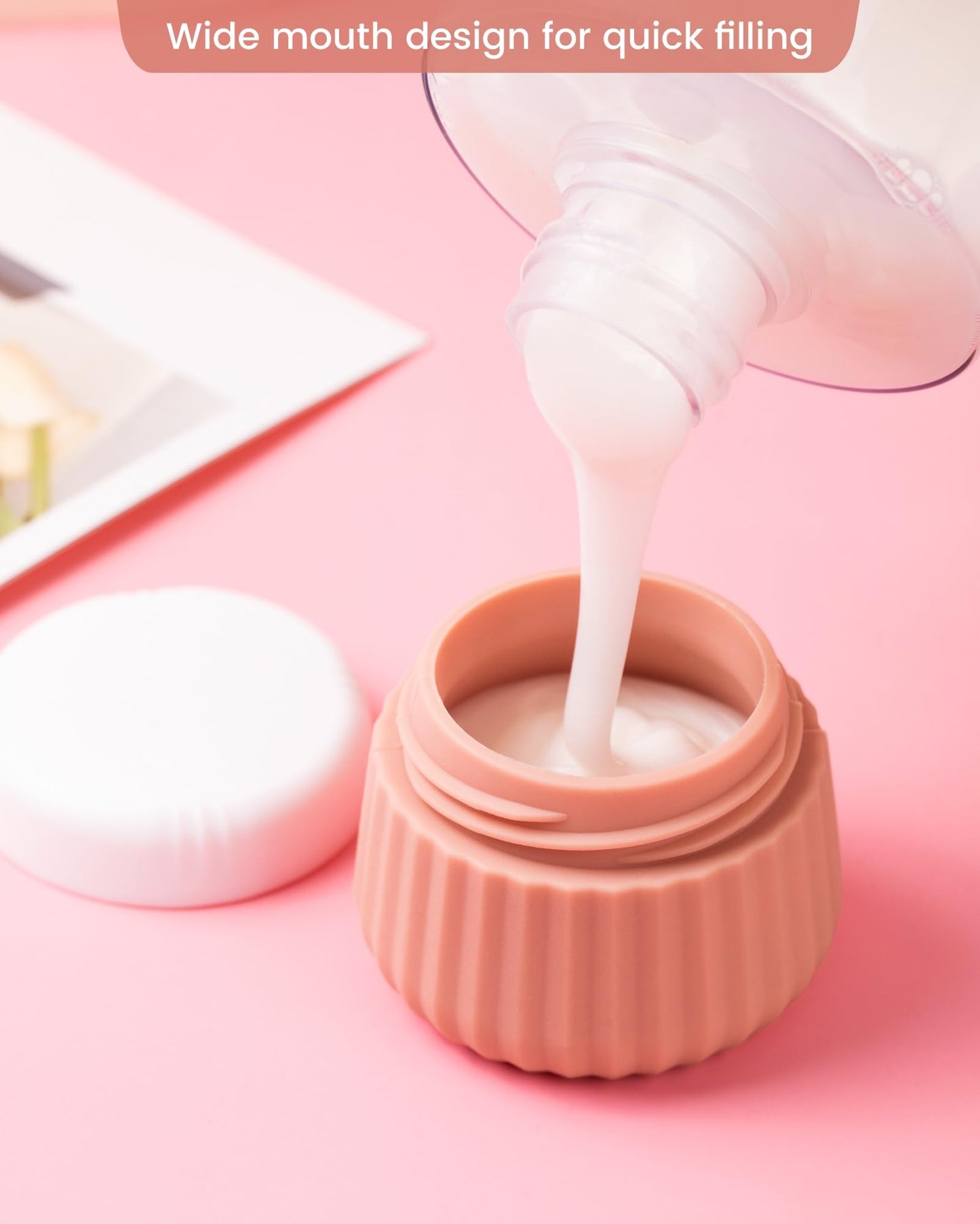 Mrsdry Travel Containers for Toiletries 4 Pack, TSA Approved Travel Size Toiletries, Portable Size Containers, With Clear Bag Leak Proof Silicone Jars, Essentials Creams Jars Carrying Small Items