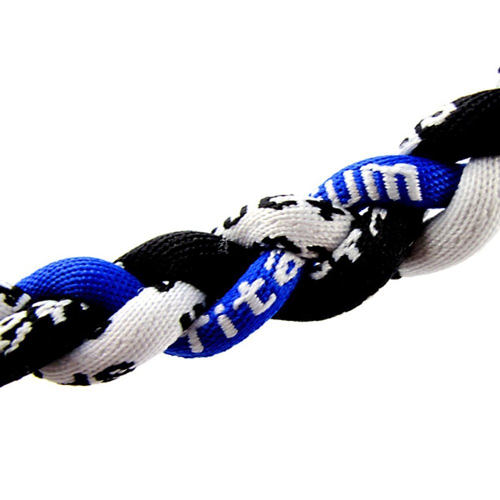 MapofBeauty 18 Inch Sport Style Three Colors Fashion Three Braided Rope Tornado Necklace (Royal Blue/Black/White)