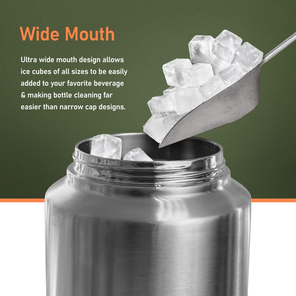 Rangland Insulated 1 Gallon Water Bottle with Sleeve - Stainless Steel Wide Mouth Growler with Tactical Carrying Bag - Insulation for Hot/Cold Drinks (128oz)